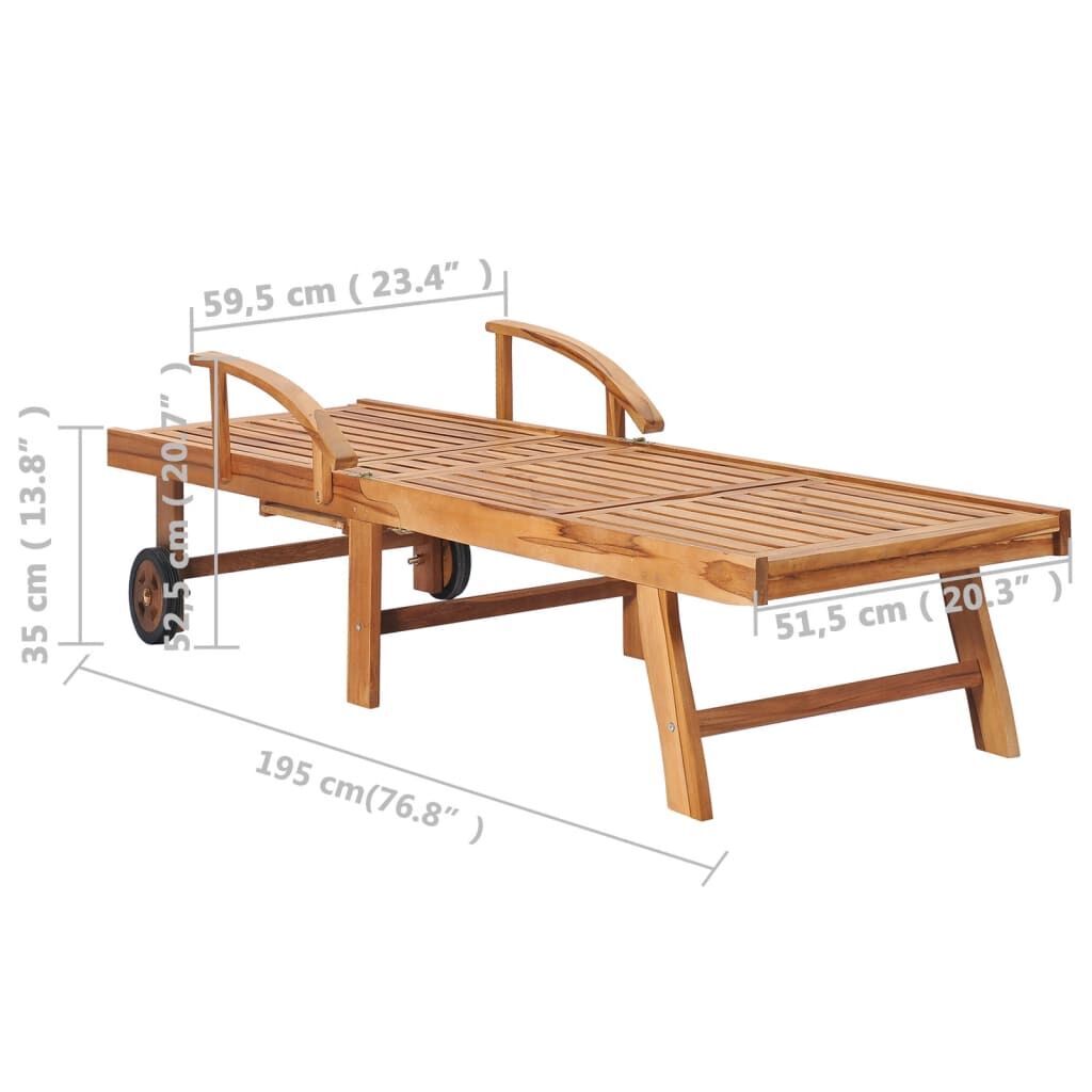 Sun Loungers 2 pcs with Table and Cushion Solid Teak Wood Price