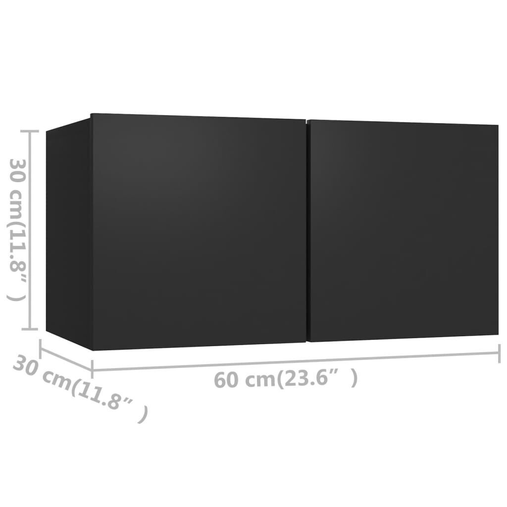 4 Piece TV Cabinet Set Black Engineered Wood Price