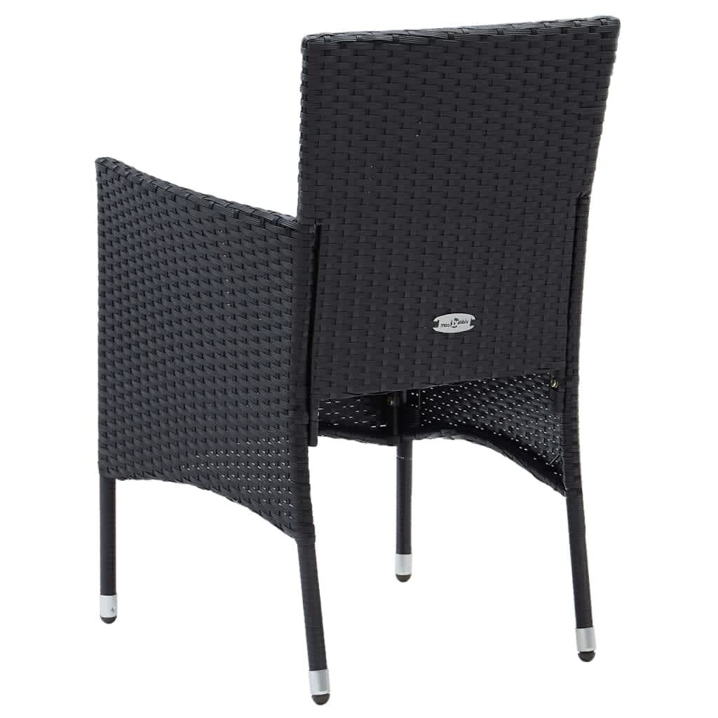 7 Piece Garden Dining Set with Cushions Poly Rattan Black Price
