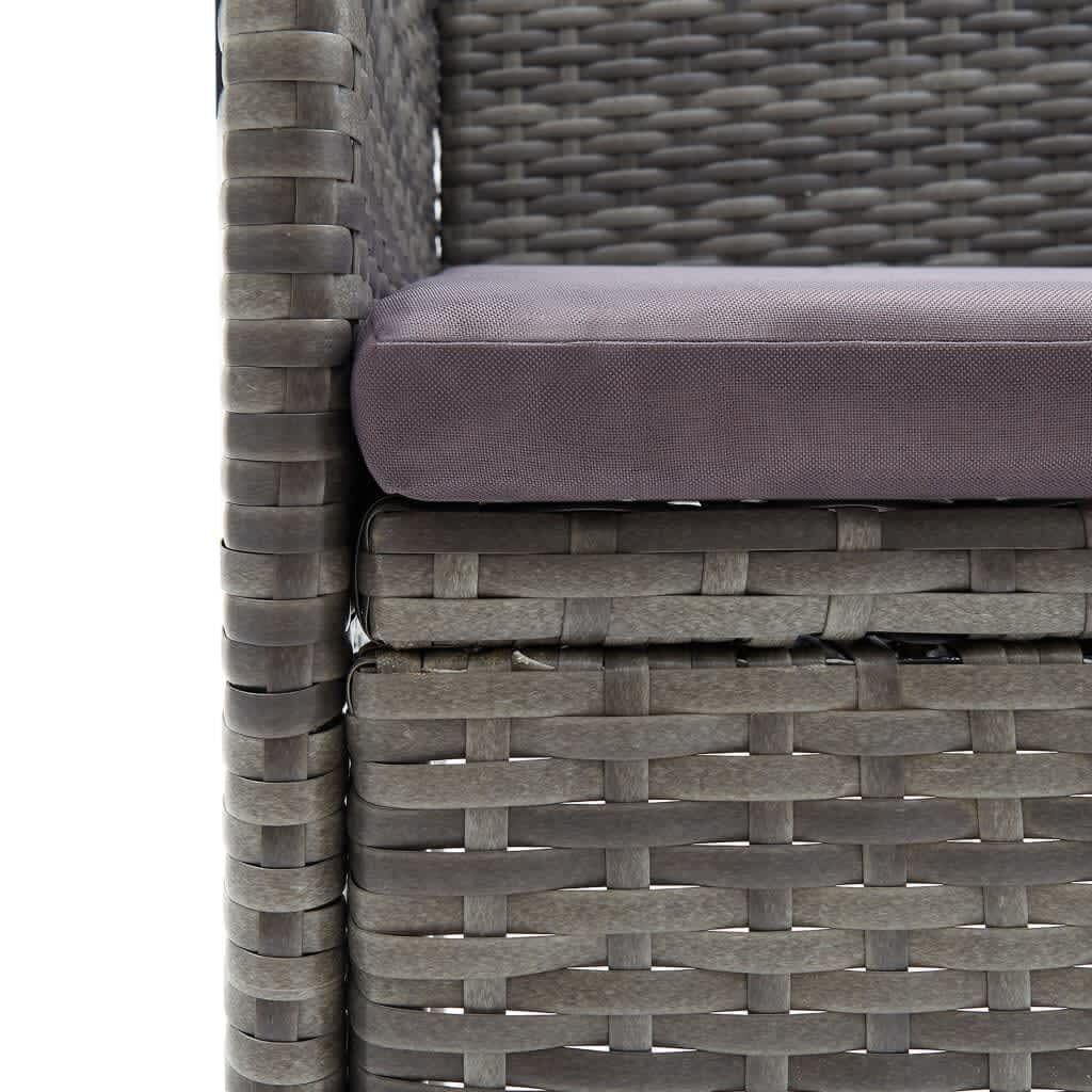 7 Piece Garden Dining Set with Cushions Poly Rattan Grey Price