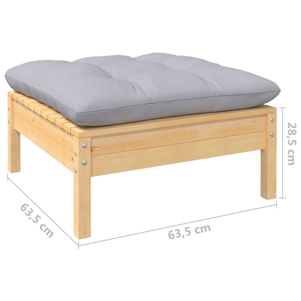 10 Piece Garden Lounge Set with Grey Cushions Solid Pinewood Price