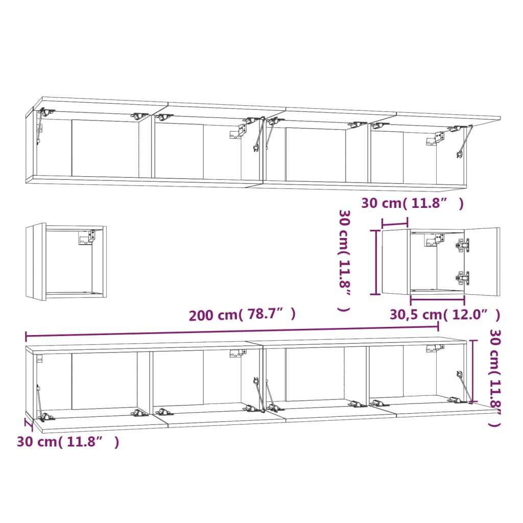 6 Piece TV Cabinet Set Black Engineered Wood Price