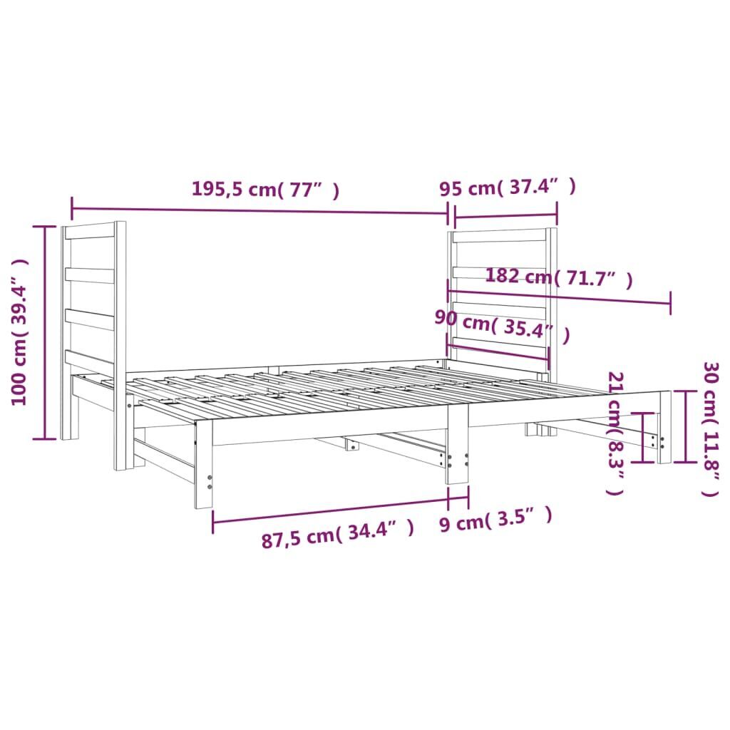 Pull-out Day Bed without Mattress 2x(90x190) cm Price