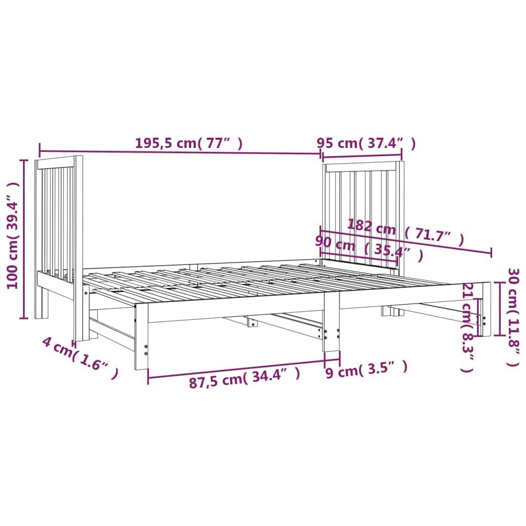 Pull-out Day Bed without Mattress 2x(90x190) cm Price