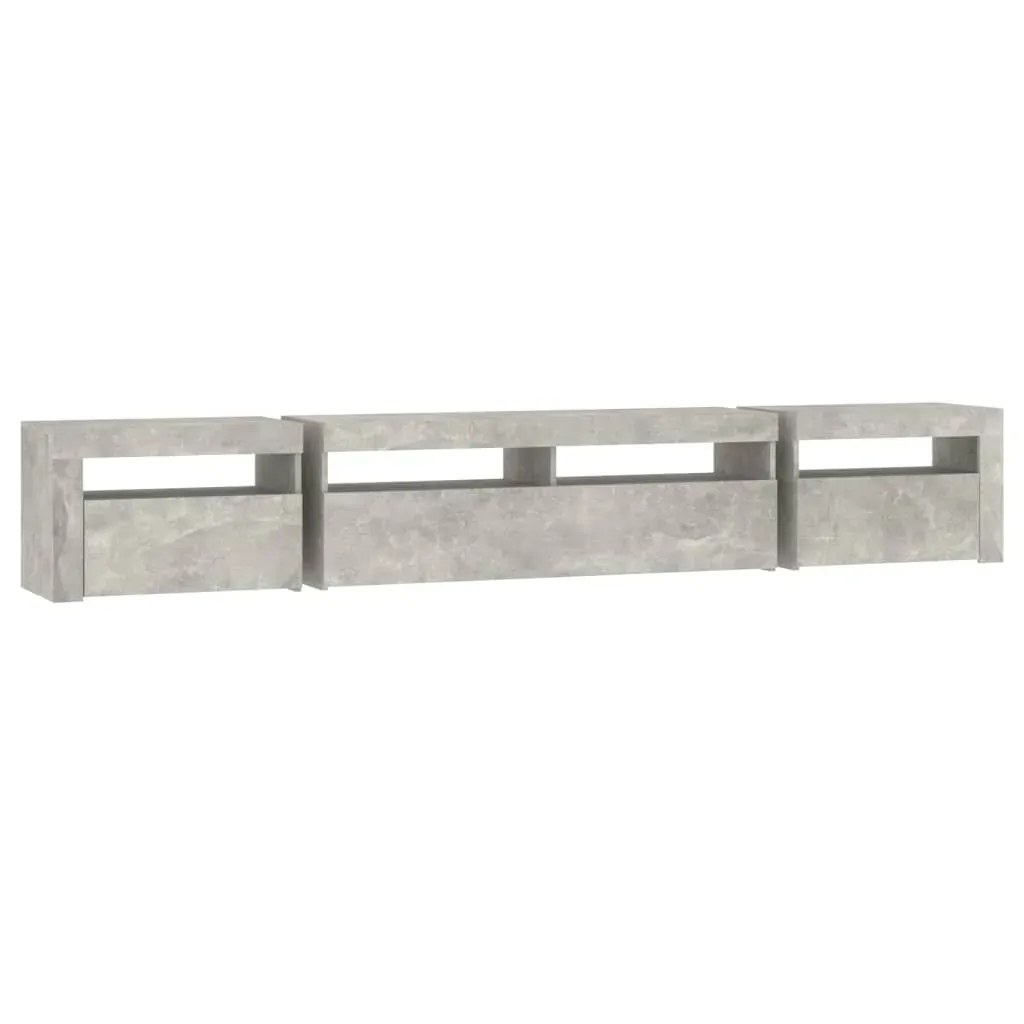 TV Cabinet with LED Lights Concrete Grey 240x35x40 cm Price