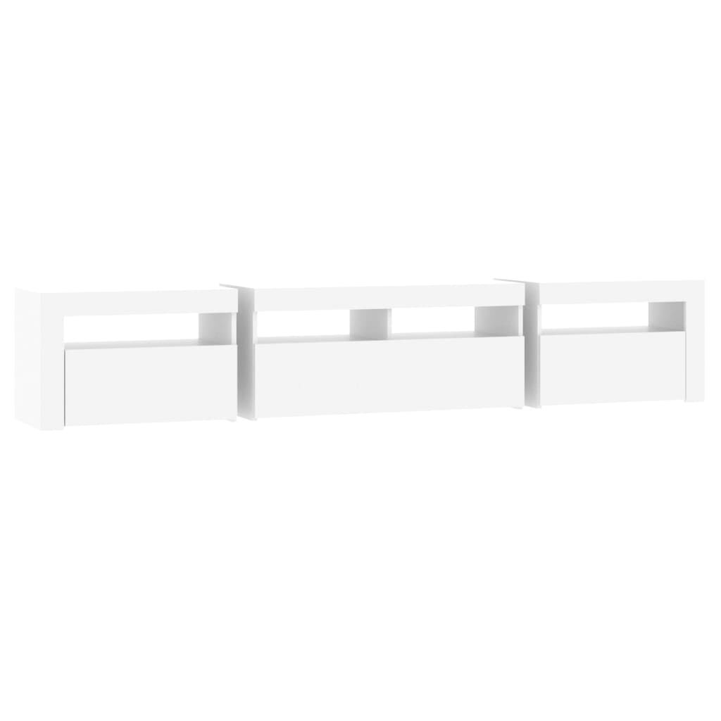 TV Cabinet with LED Lights White 210x35x40 cm Price