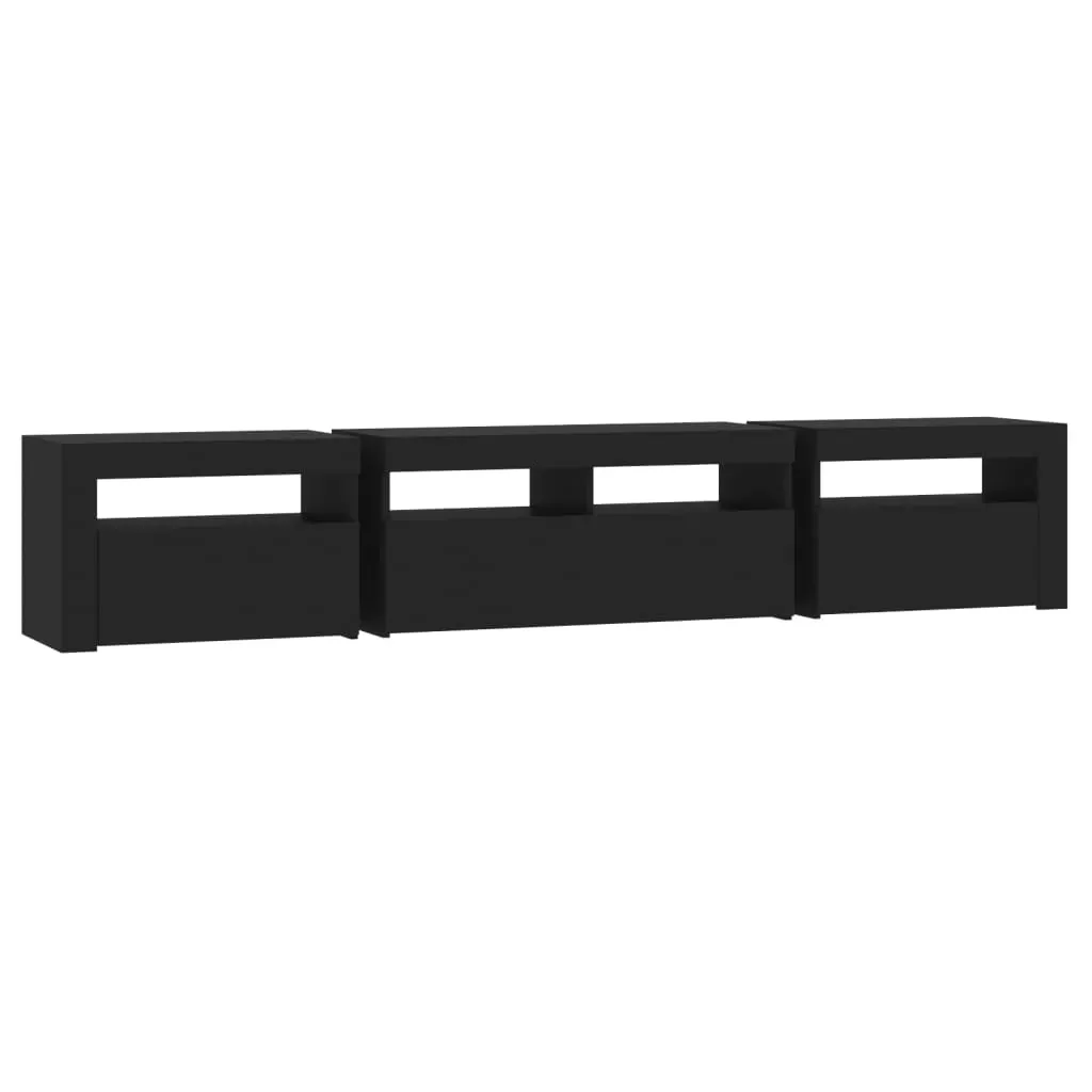 TV Cabinet with LED Lights Black 210x35x40 cm Price