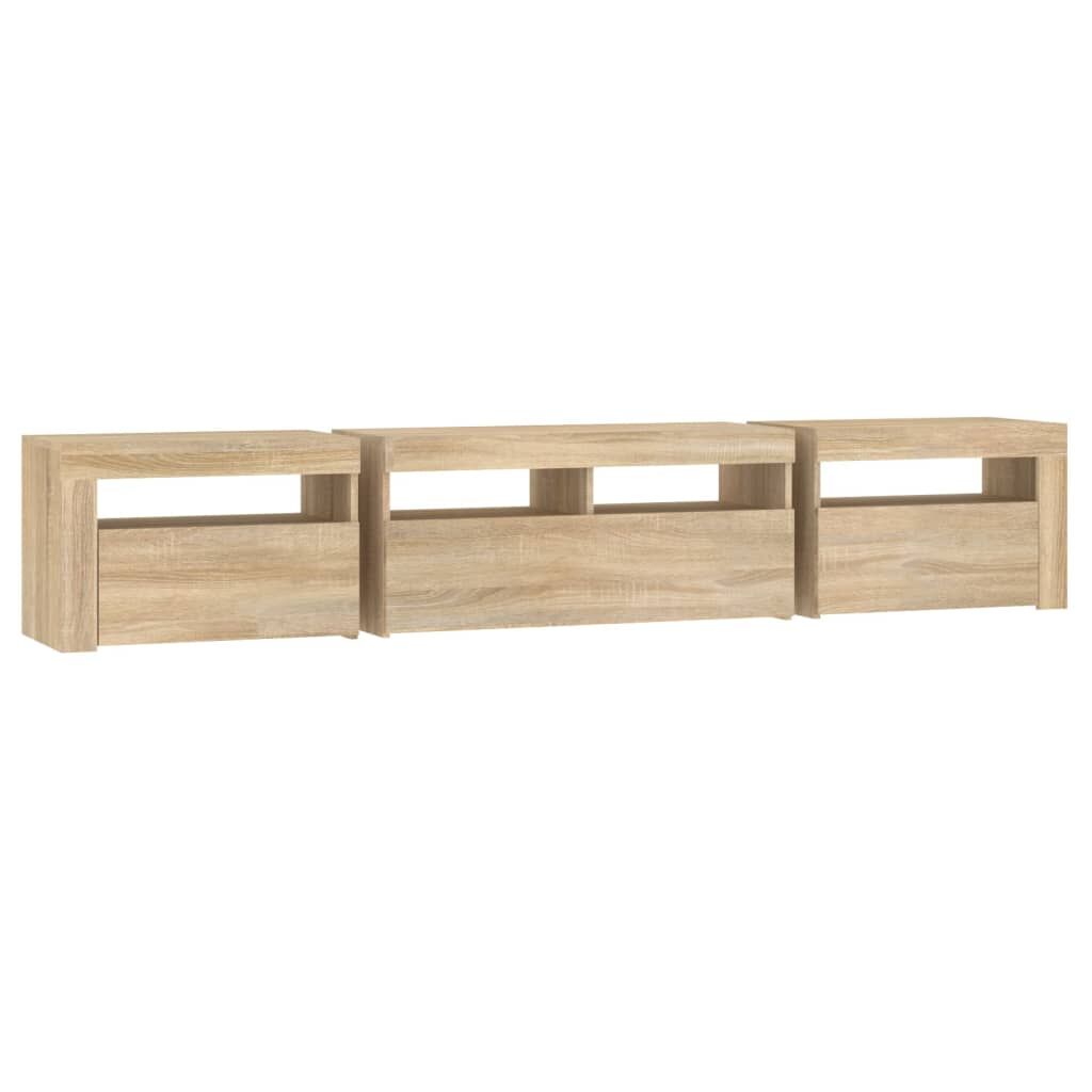 TV Cabinet with LED Lights Sonoma Oak 210x35x40 cm Price