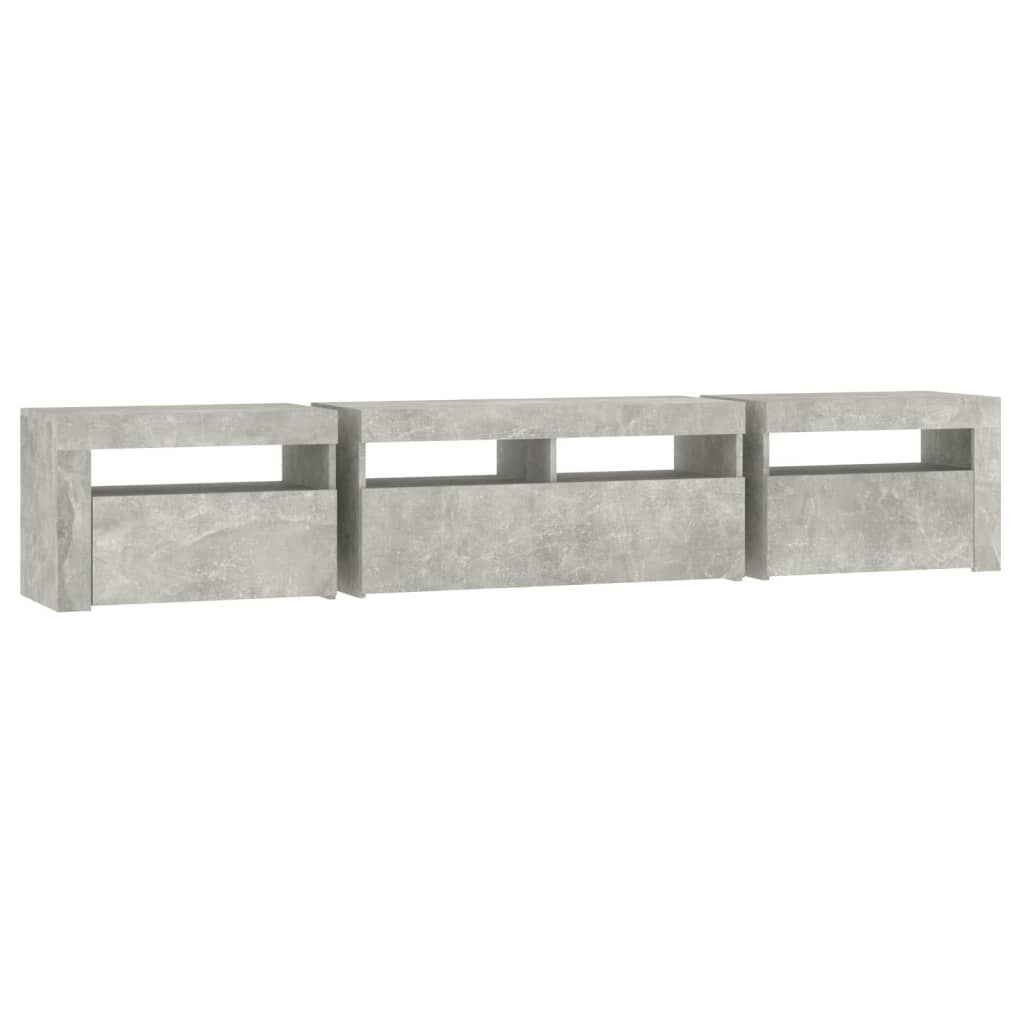 TV Cabinet with LED Lights Concrete Grey 210x35x40 cm Price