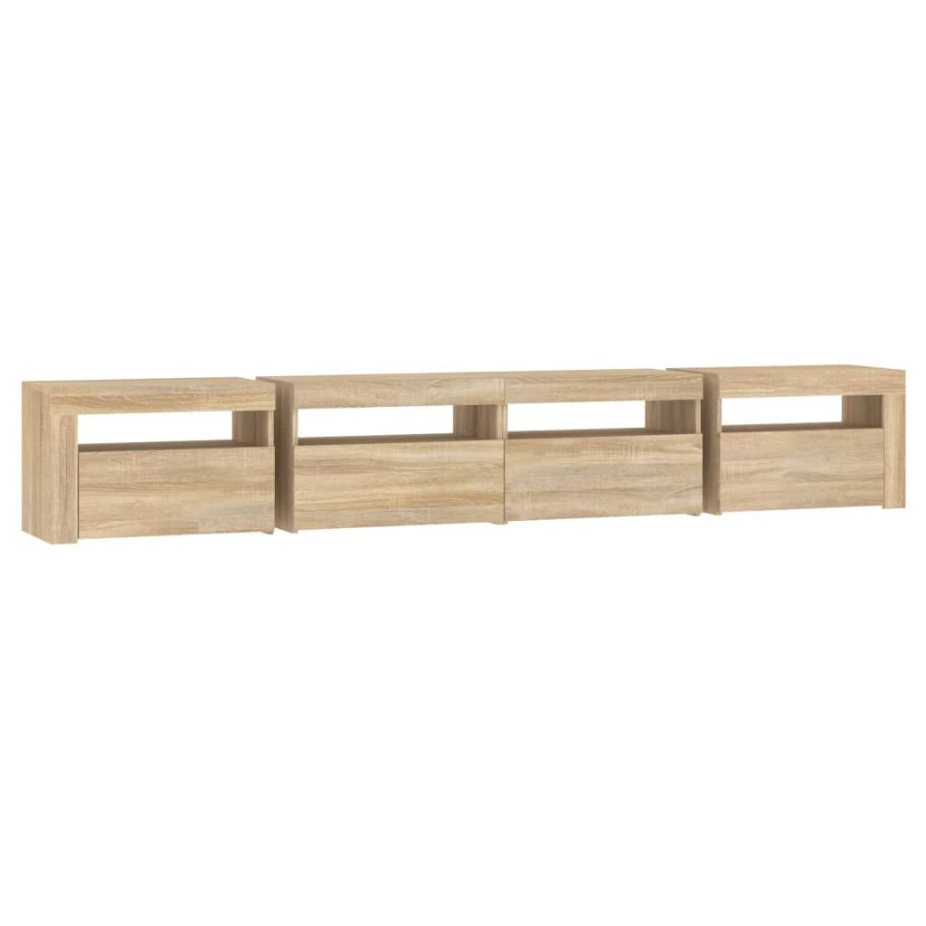 TV Cabinet with LED Lights Sonoma Oak 240x35x40 cm Price