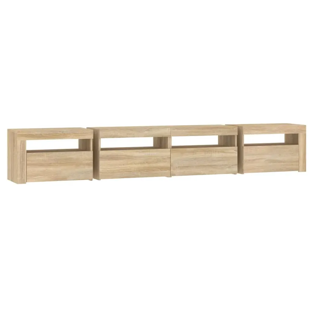 TV Cabinet with LED Lights Sonoma Oak 240x35x40 cm Price