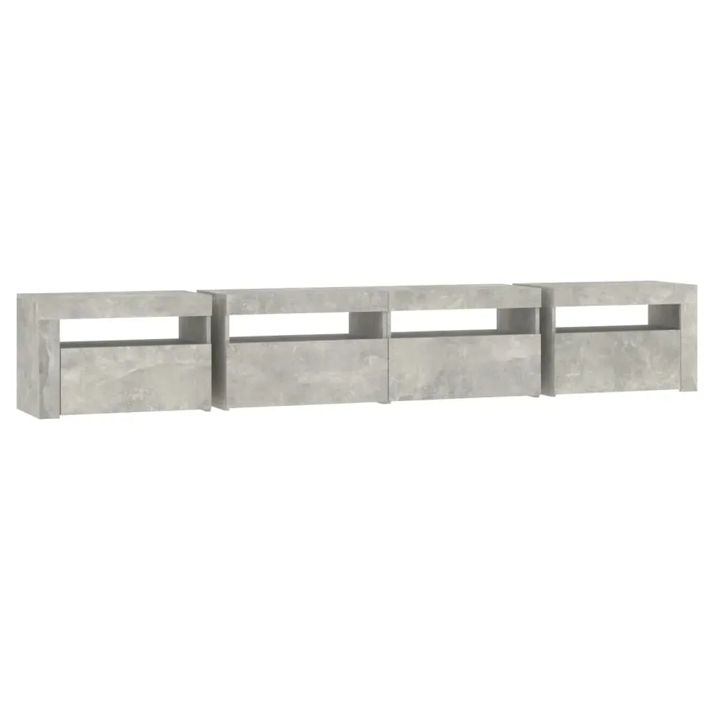 TV Cabinet with LED Lights Concrete Grey 240x35x40 cm Price