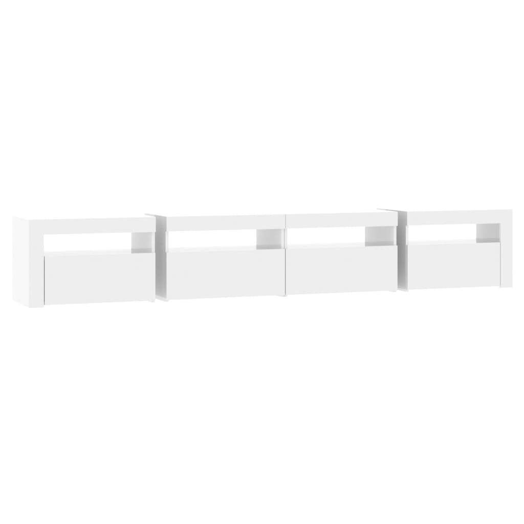 TV Cabinet with LED Lights High Gloss White 240x35x40 cm Price