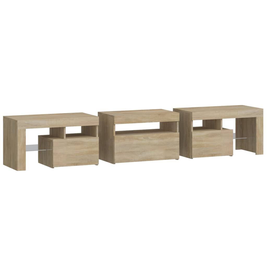 TV Cabinet with LED Lights Sonoma Oak 200x36.5x40 cm Price