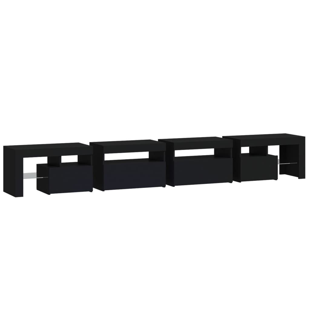 TV Cabinet with LED Lights Black 260x36.5x40 cm Price