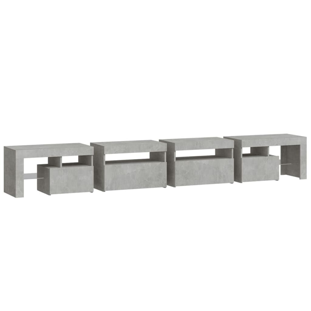 TV Cabinet with LED Lights Concrete Grey 260x36.5x40 cm Price