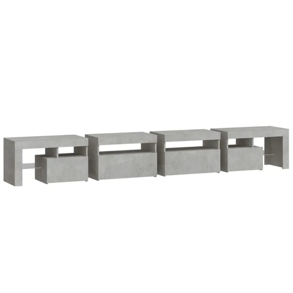 TV Cabinet with LED Lights Concrete Grey 260x36.5x40 cm Price
