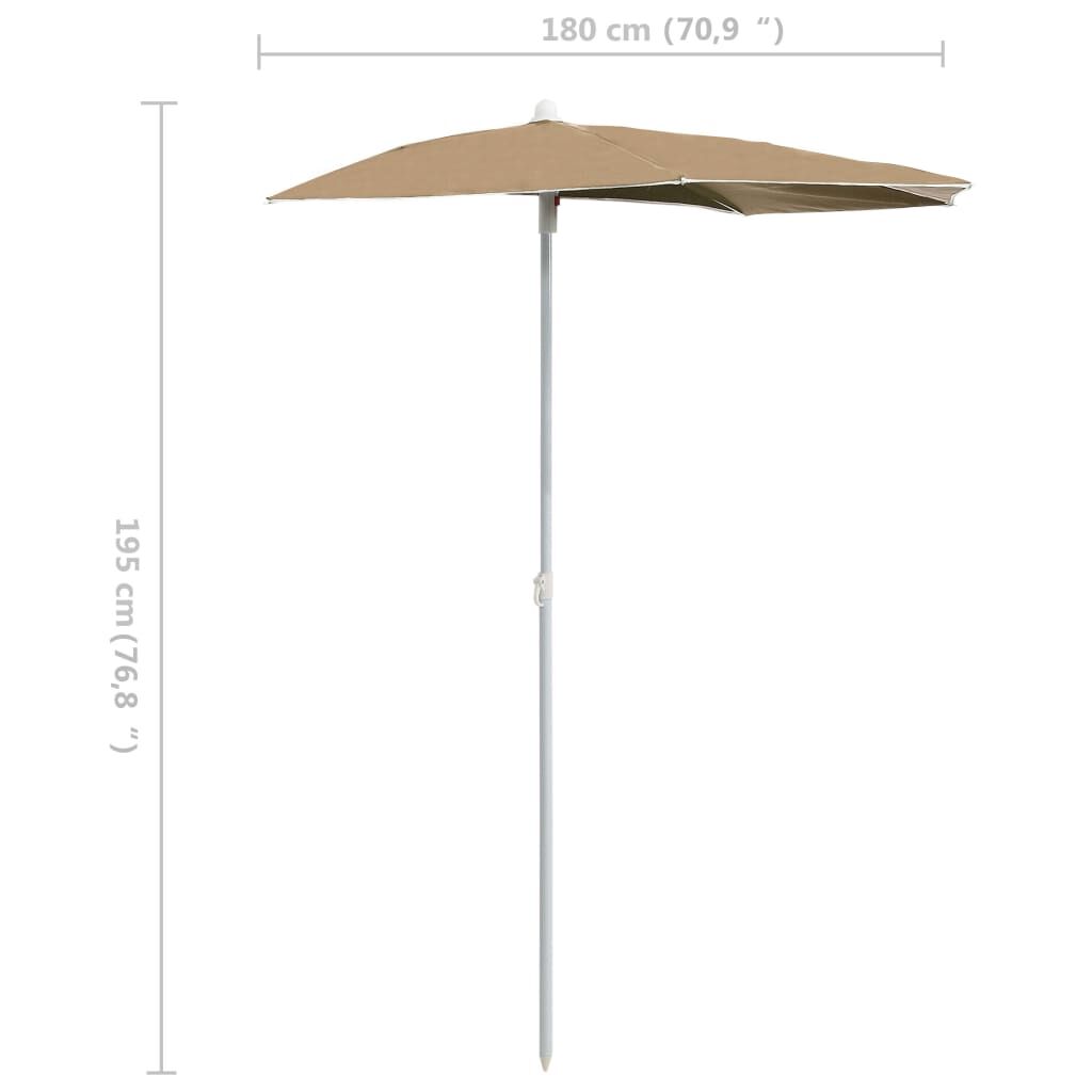 Garden Half Parasol with Pole 180x90 cm Taupe Price
