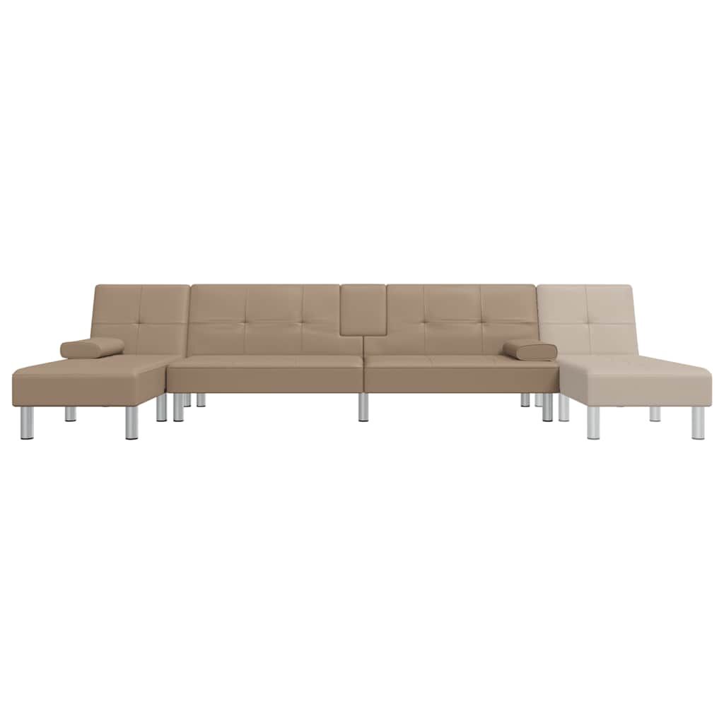 L-shaped Sofa Bed Cappuccino 255x140x70 cm Faux Leather Price