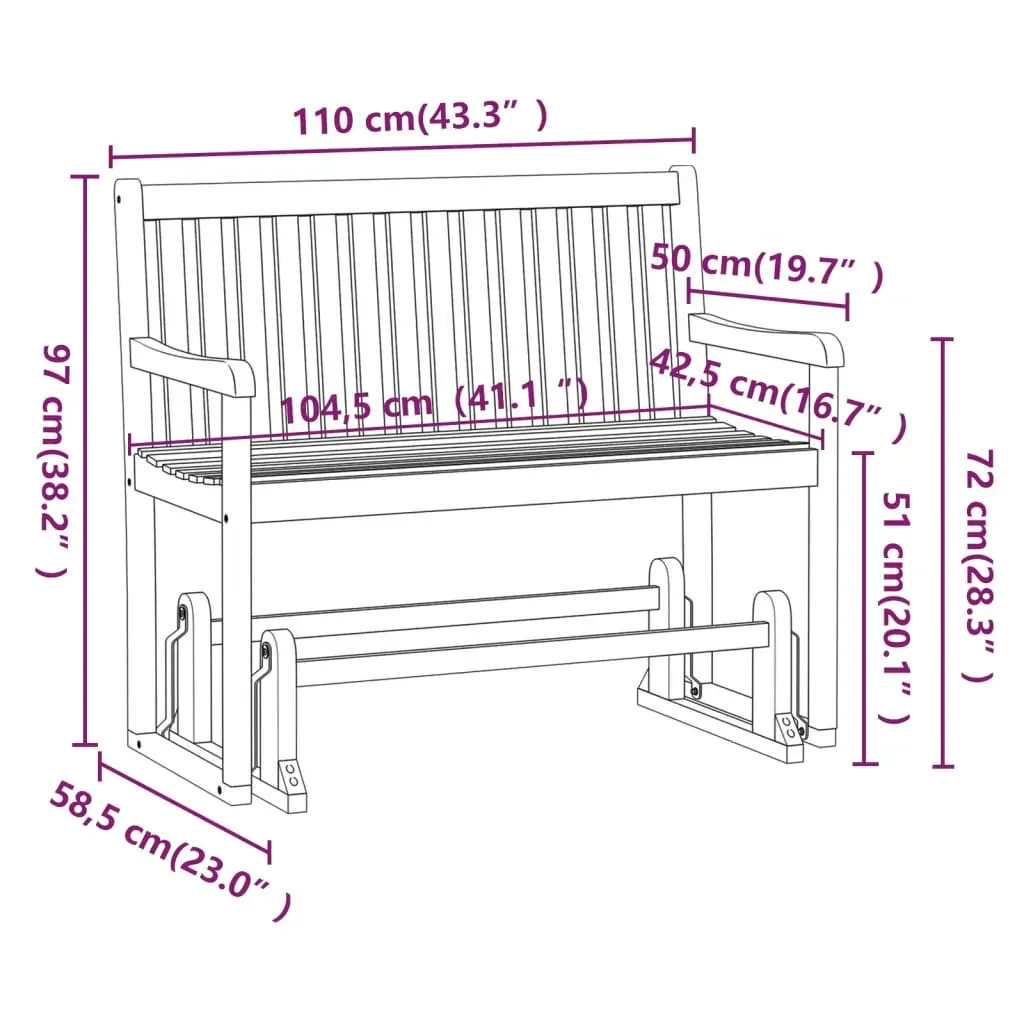 Garden Swing Bench 110 cm Solid Acacia Wood Price