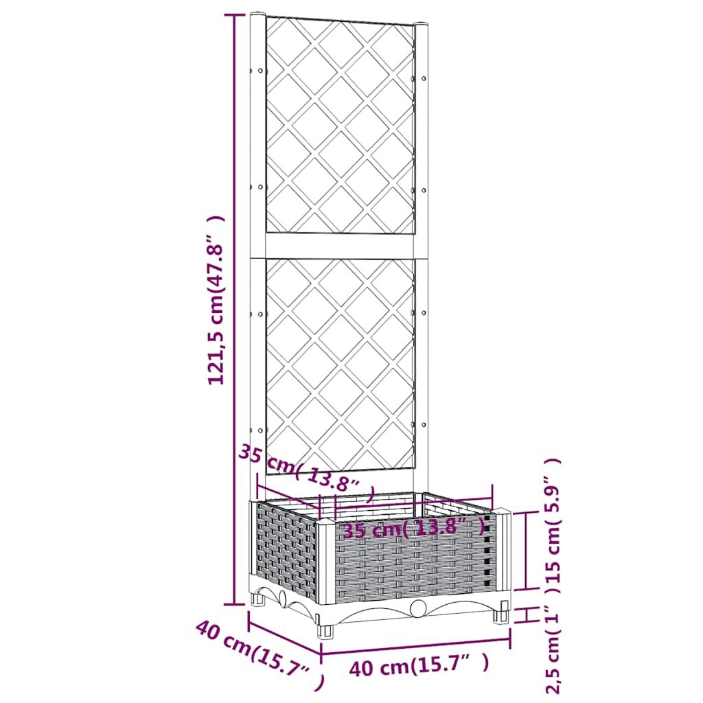 Garden Planter with Trellis Blue Grey 40x40x121.5 cm PP Price