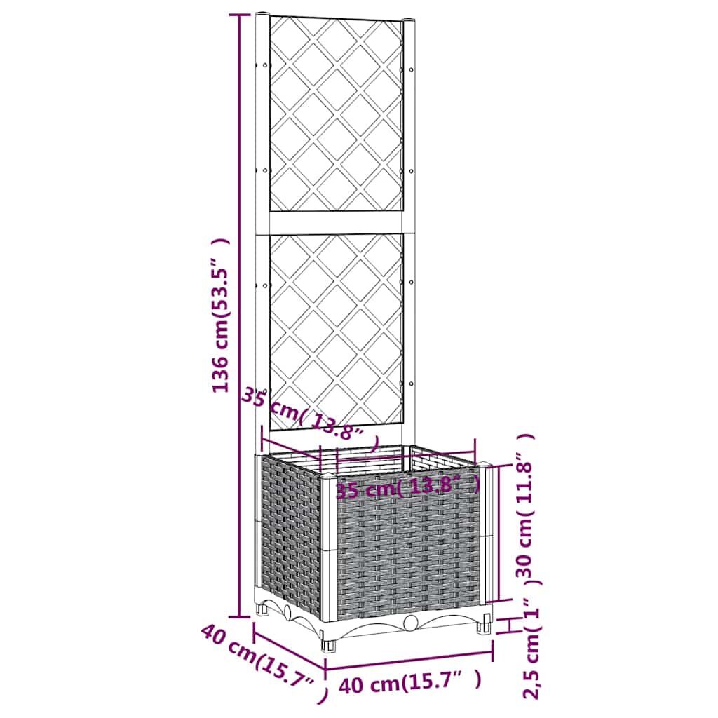 Garden Planter with Trellis Blue Grey 40x40x136 cm PP Price