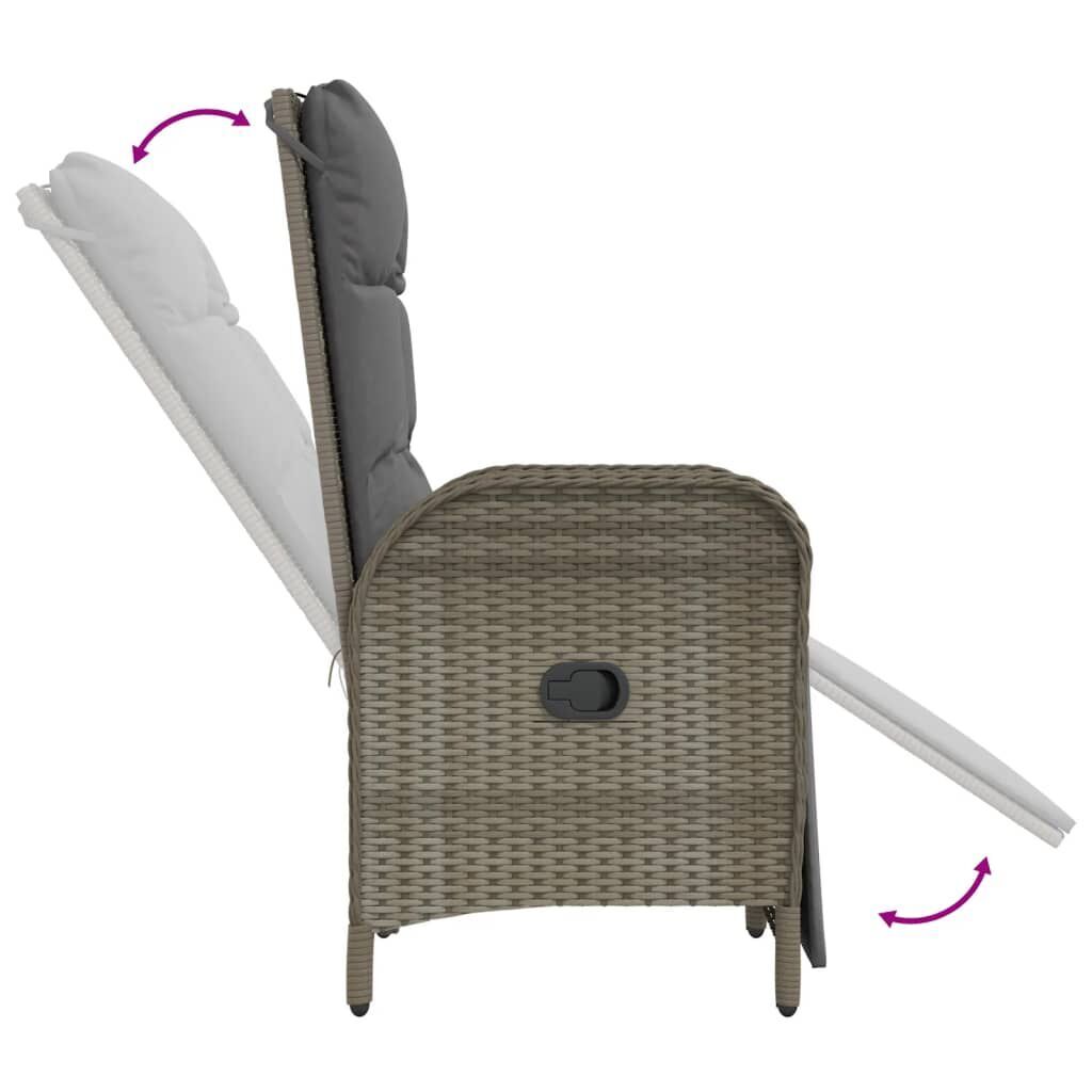 7 Piece Garden Dining Set with Cushions Grey Poly Rattan Price