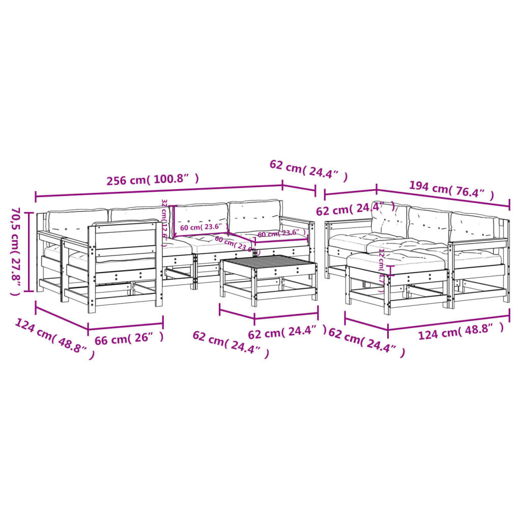 10 Piece Garden Lounge Set with Cushions Black Solid Wood Price