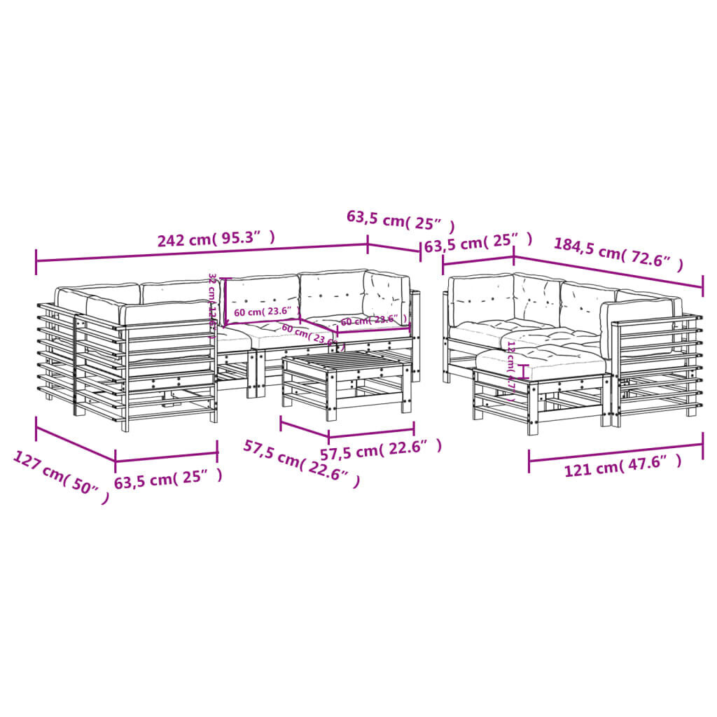 10 Piece Garden Lounge Set with Cushions Black Solid Wood Price