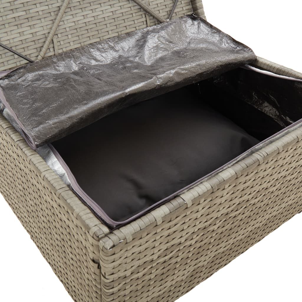 Garden Footrest with Cushion Grey 55x55x30 cm Poly Rattan Price
