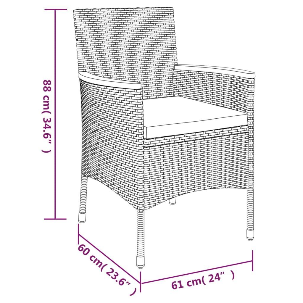 3 Piece Garden Dining Set with Cushions Grey Poly Rattan Price