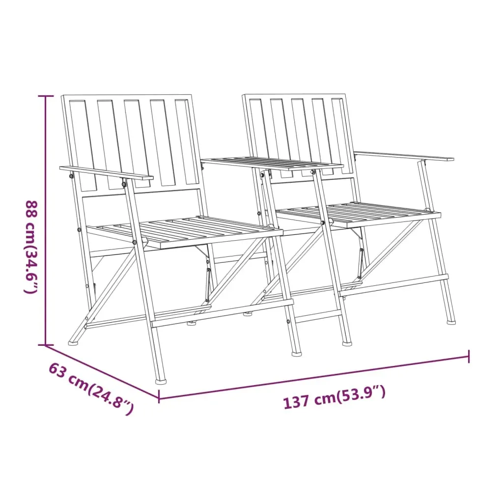 Folding 2-Seater Garden Bench 137 cm Black Steel Price