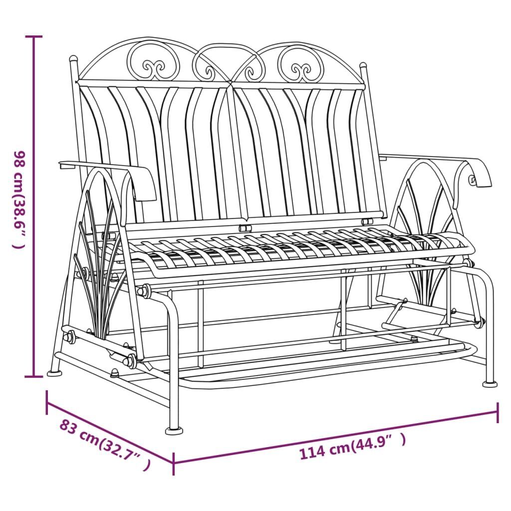 2-Seater Glider Bench 114 cm Black Steel Price