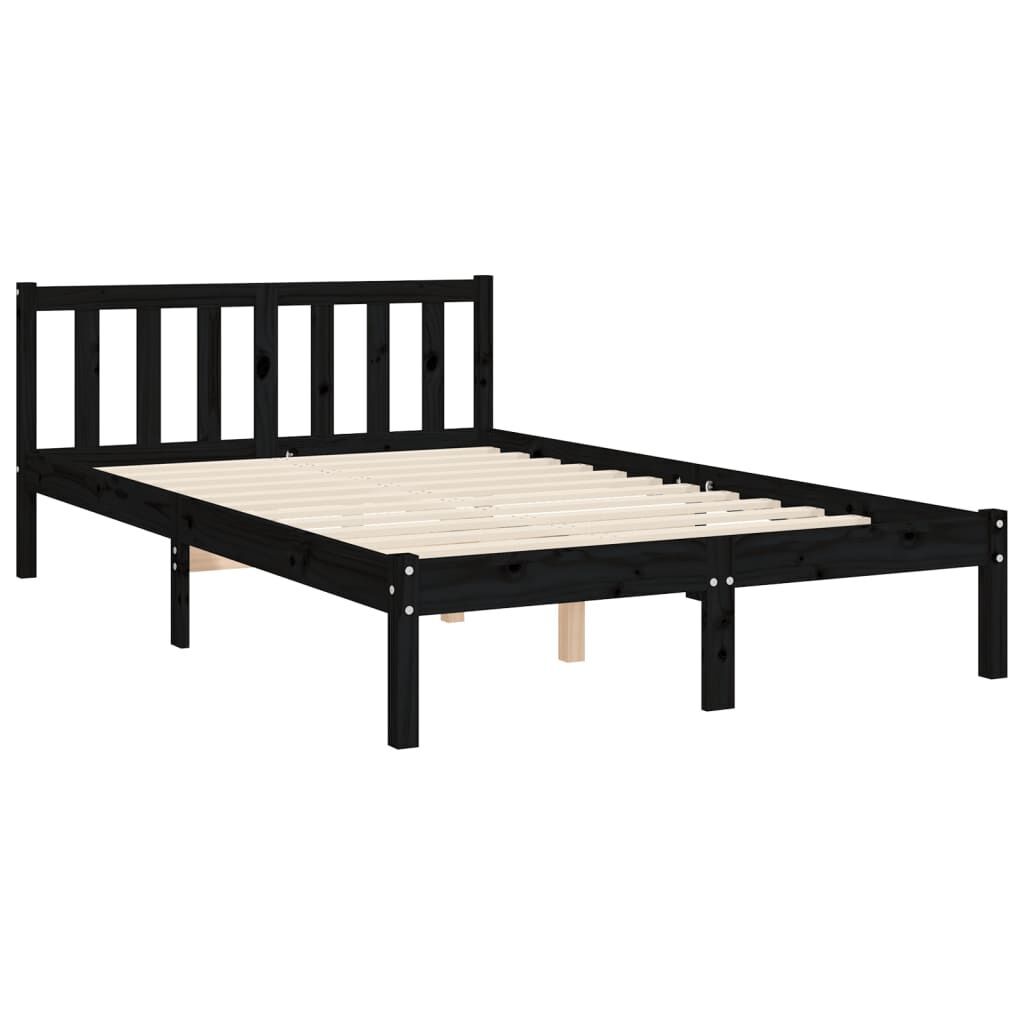 Bed Frame without Mattress Black 150x200 cm Solid Wood Pine Price