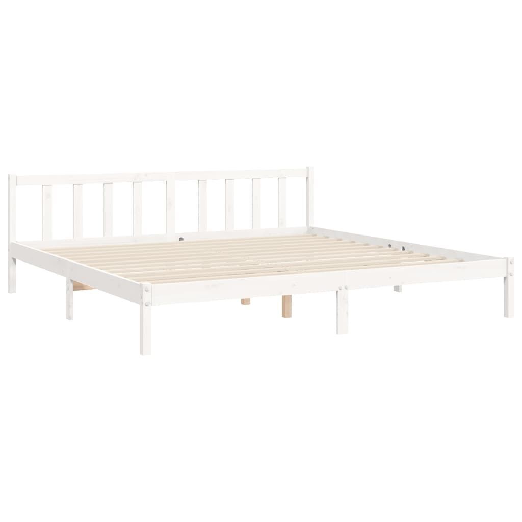 Bed Frame without Mattress White 183x203 cm King Solid Wood Pine Price