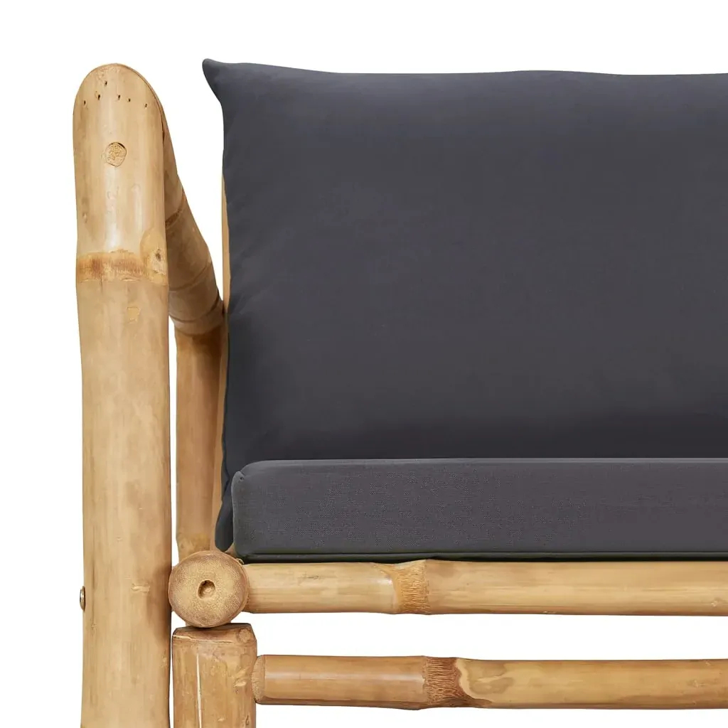 2 Piece Garden Lounge Set with Dark Grey Cushions Bamboo Price