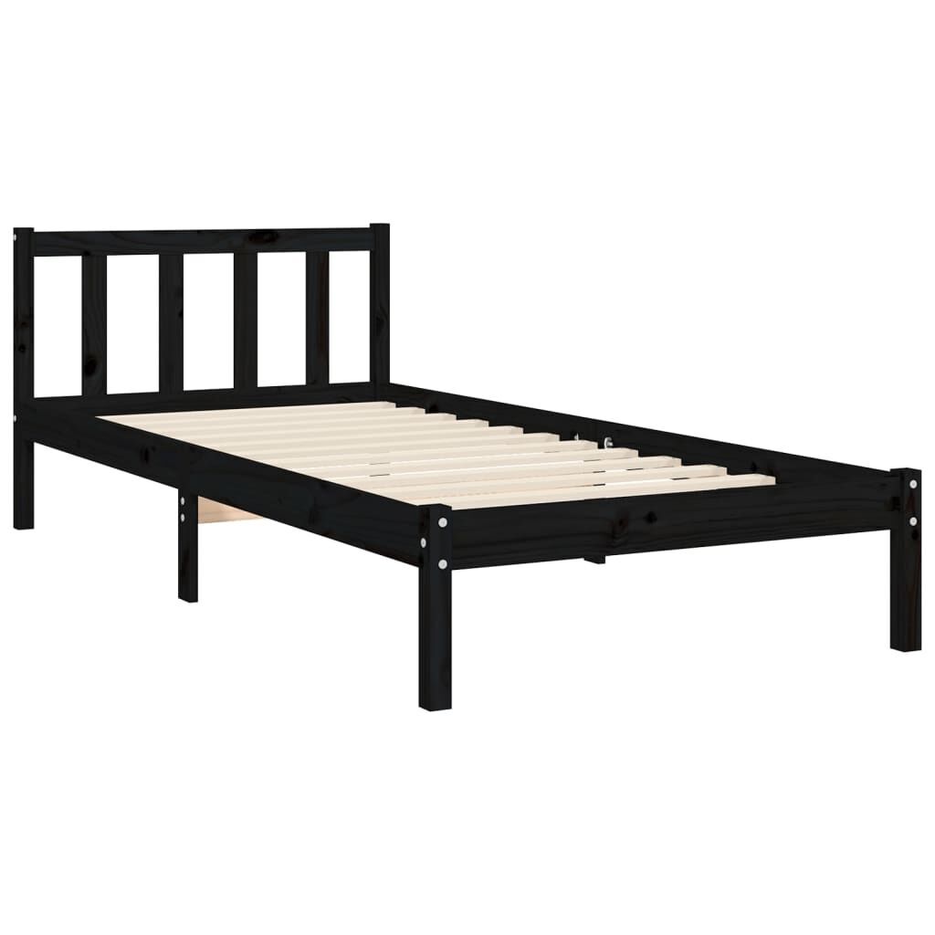 Bed Frame without Mattress Black 90x190 cm Solid Wood Pine Price