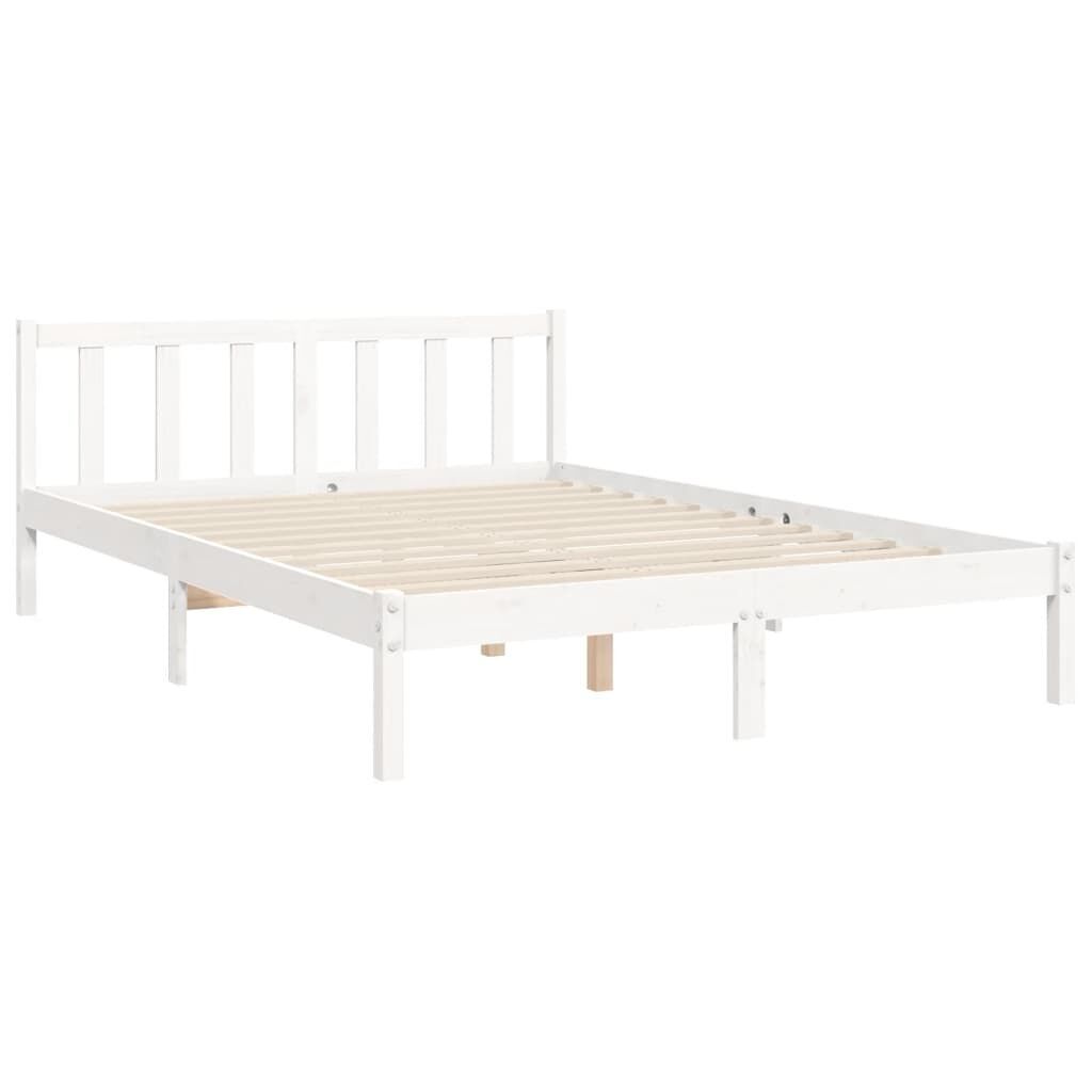 Bed Frame without Mattress White 135x190 cm Solid Wood Pine Price