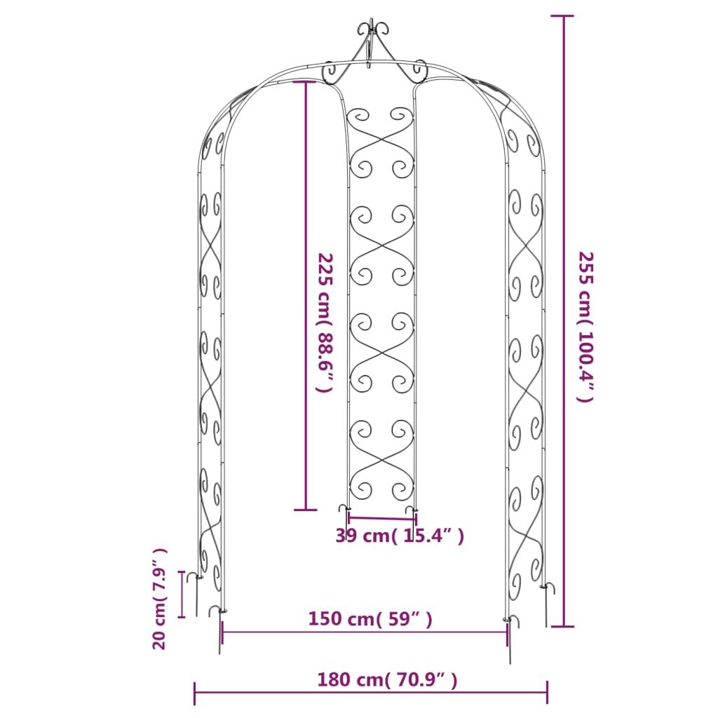 Garden Arch Black Ø180x255 cm Steel Price