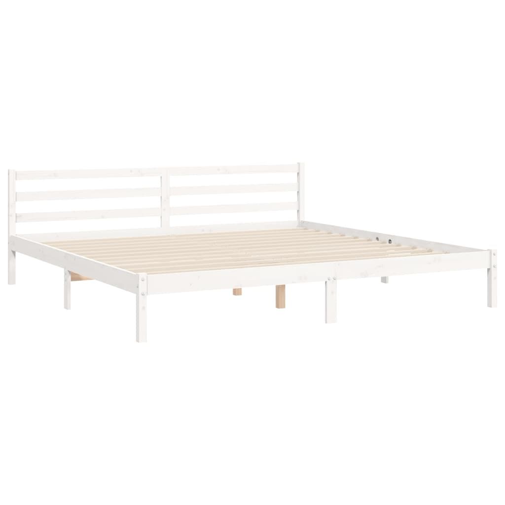 Bed Frame without Mattress White 183x203 cm King Solid Wood Price