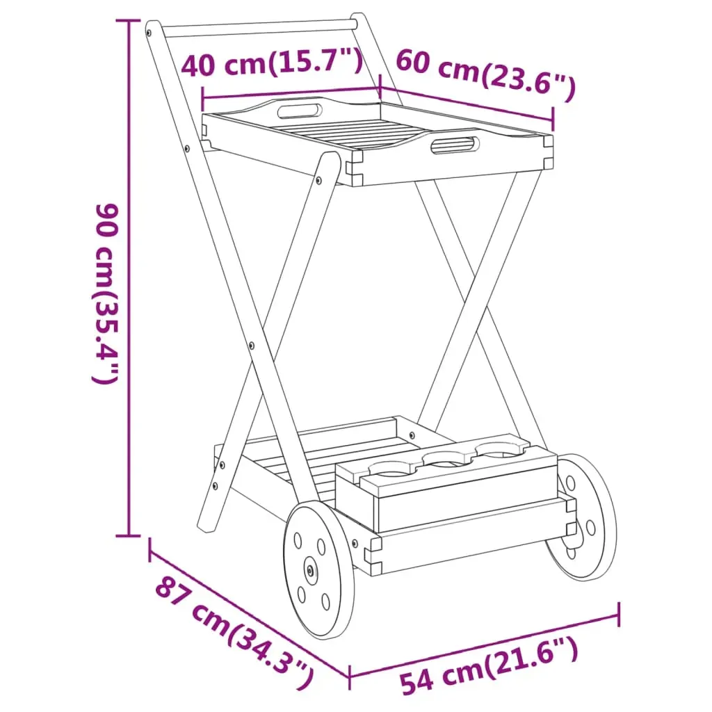 Tea Trolley 54x87x90 cm Solid Wood Acacia Price