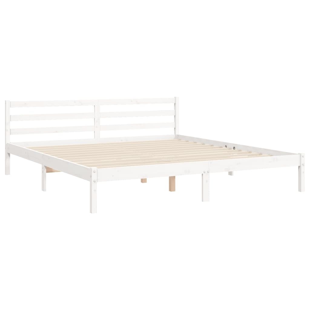 Bed Frame without Mattress White 183x203 cm King Solid Wood Price