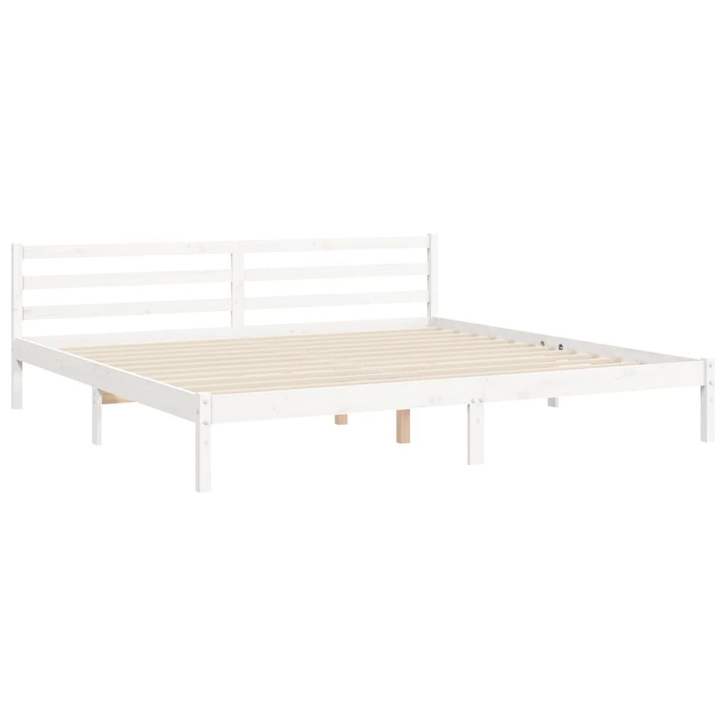 Bed Frame without Mattress White 183x203 cm King Solid Wood Price
