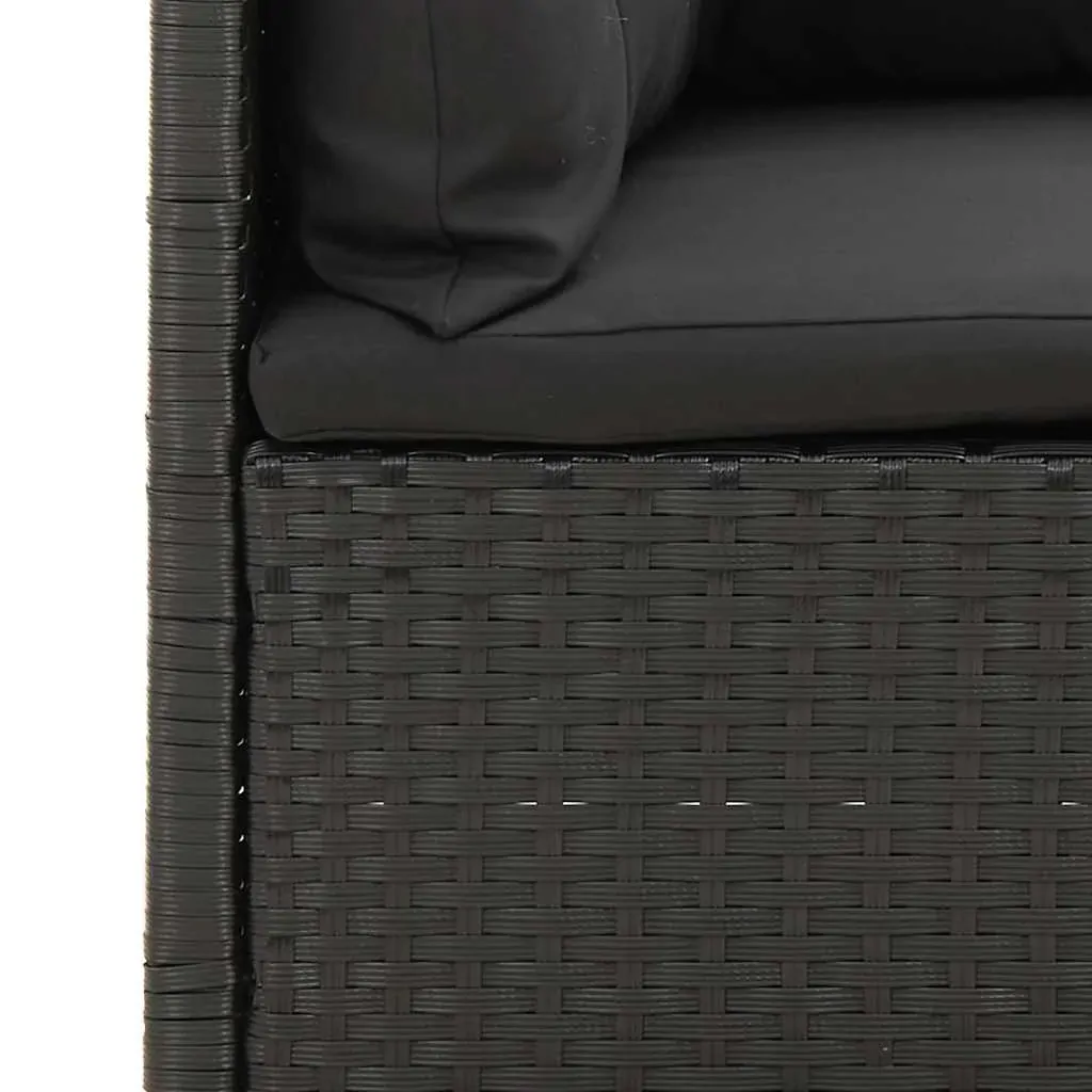 3 Piece Garden Lounge Set with Cushions Black Poly Rattan Price