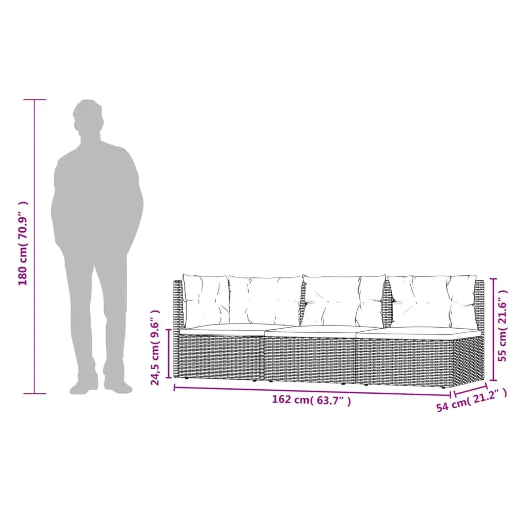 3 Piece Garden Lounge Set with Cushions Grey Poly Rattan Price