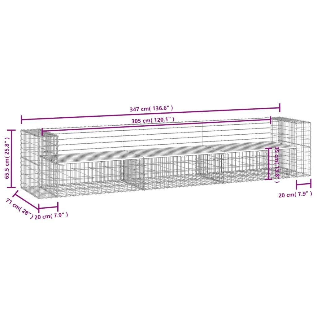Garden Bench Gabion Design 347x71x65.5 cm Solid Wood Pine Price