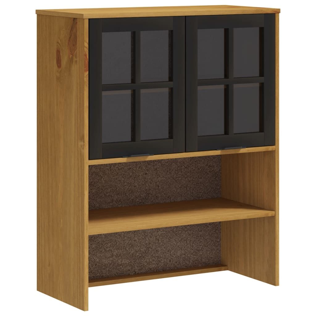 Highboard with Glass Doors FLAM 80x40x180 cm Solid Wood Pine Price