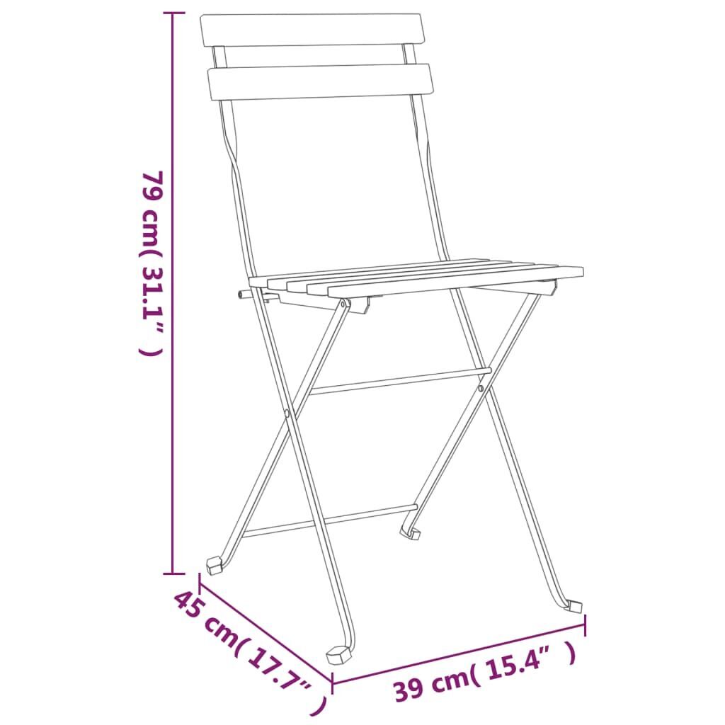 3 Piece Folding Bistro Set Solid Wood Teak and Steel Price