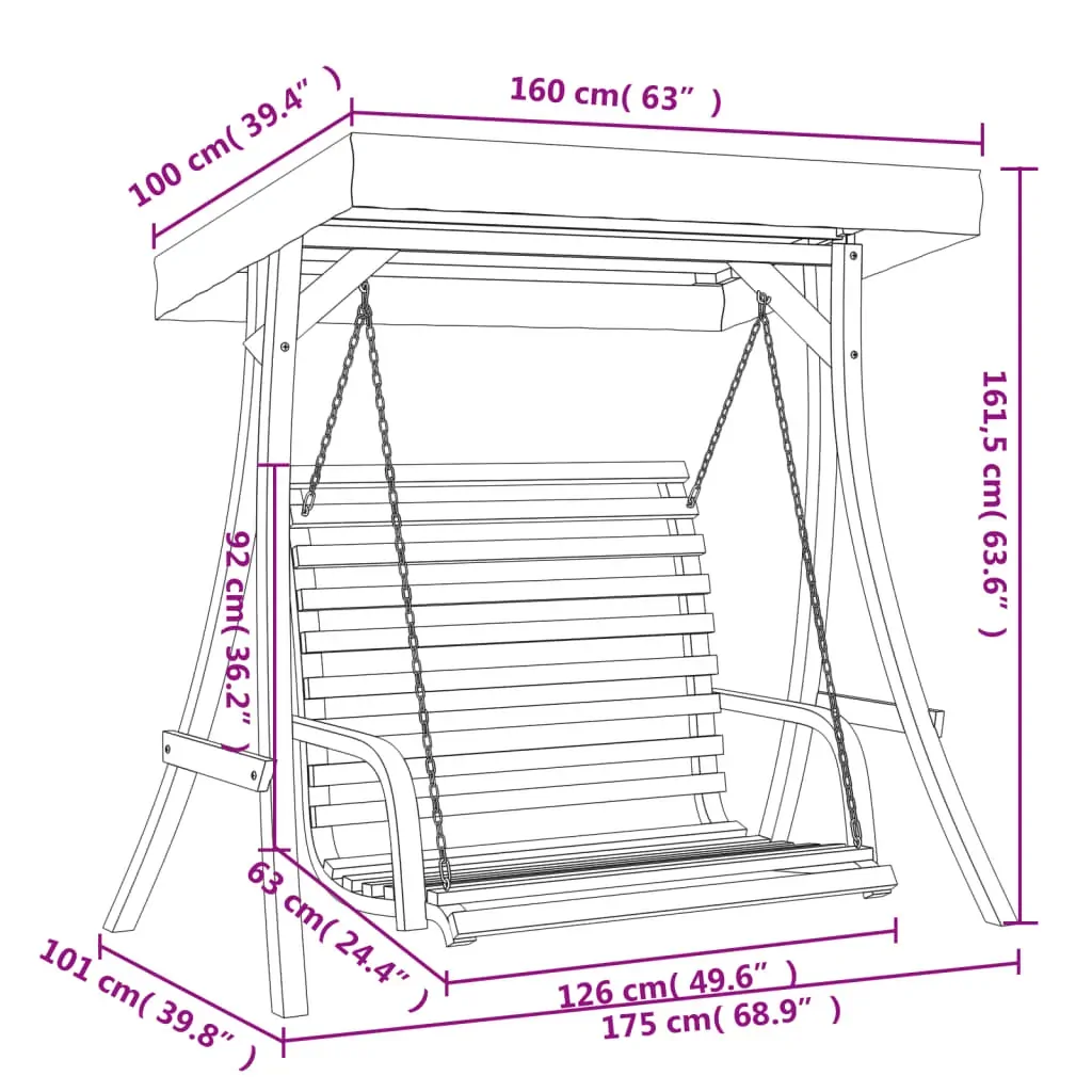 Swing Bench with Canopy Solid Wood Spruce with Teak Finish Price