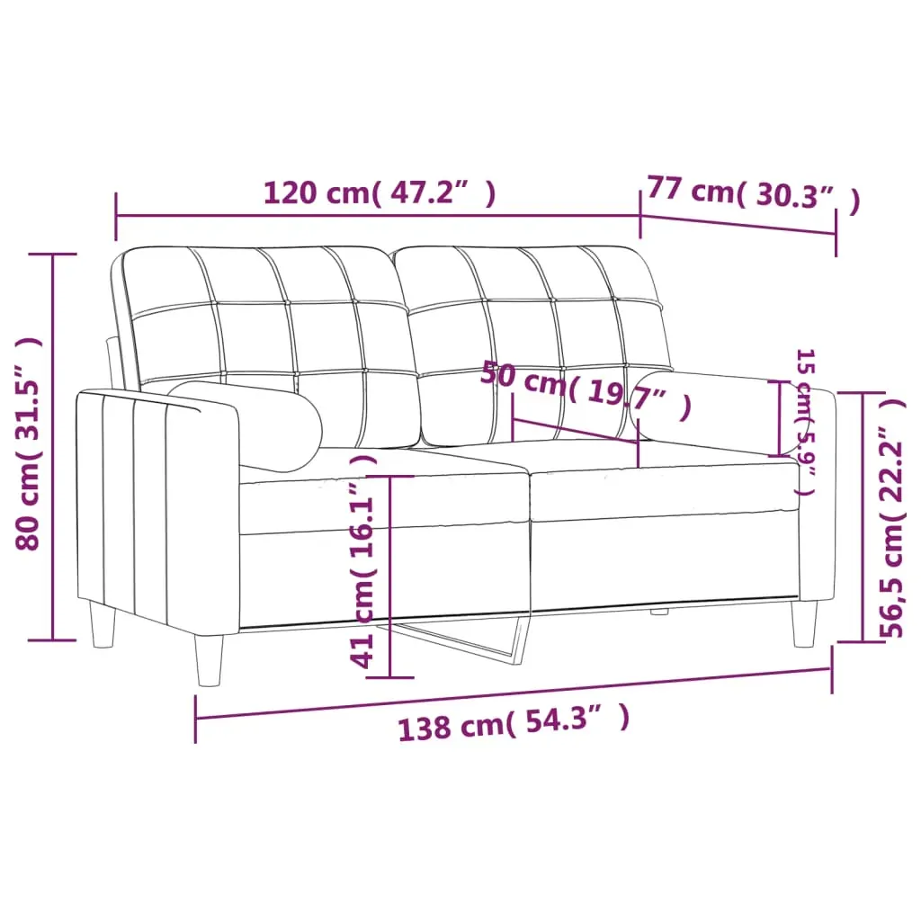 2-Seater Sofa with Throw Pillows Light Grey 120 cm Fabric Price